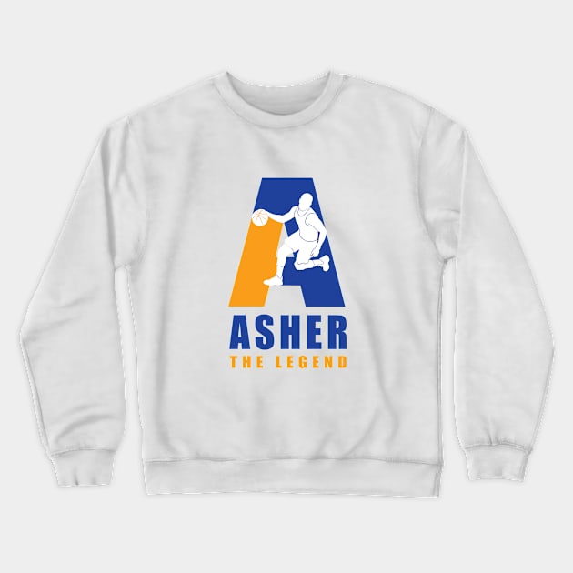 Asher Custom Player Basketball Your Name The Legend Crewneck Sweatshirt by Baseball Your Name